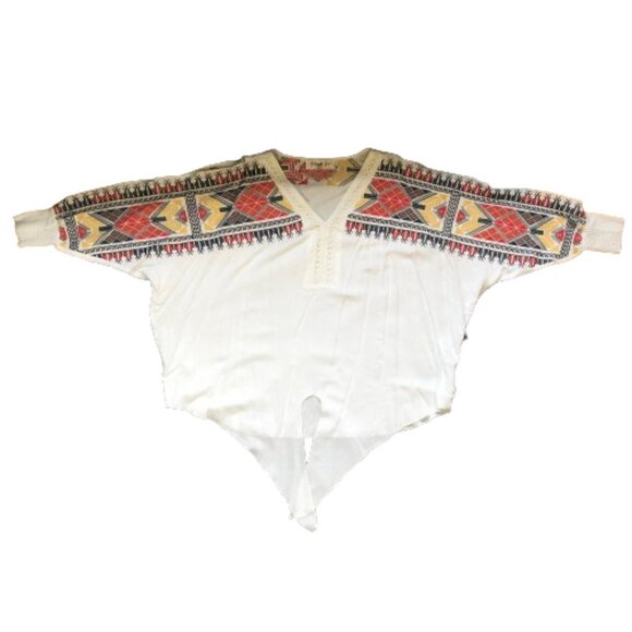 NWOT Boho embroidered tie front white loose light tunic top blouse - Picture 6 of 16